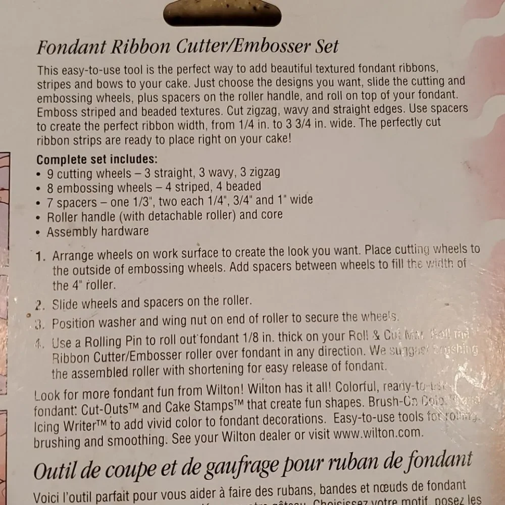 Wilson Fondant Ribbon Cutter Embosser Set Smoother
